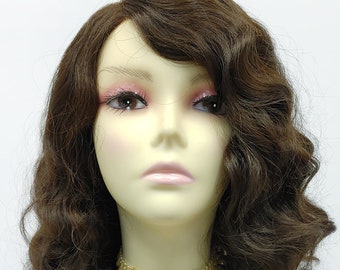 18 inch Lace Front Heat Resistant Dark Brown with Copper Highlights Lace Side Part Wavy Wig [154-750-Alison-4/30]