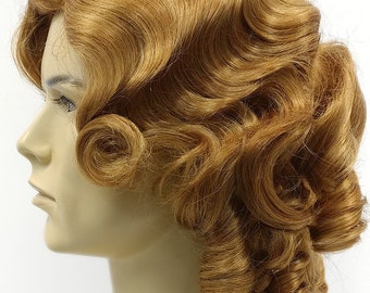 Unisex Strawberry Blonde  Curly Colonial Costume Wig. 1700s Style Ringlets Wig. Judge Historical Costume Cosplay Wig [84-432B-Charles-27B]