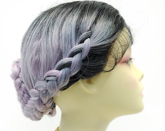 Purple gray lace front braided bun wig Gray Braided Wigs & Hairpieces for sale | eBay main image 3
