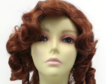 Unisex Bright Auburn Curly Colonial Costume Wig. 1700s Style Ringlets Wig. Judge Historical Costume Cosplay Wig [84-436C-Charles-130]