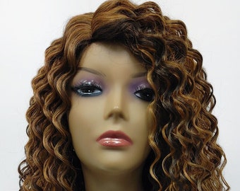 Mixed Brown Curly Short Wig. Heat Resistant Wig. Elegant Big - Etsy