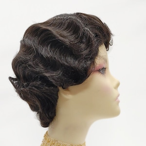 1920s Style Short Dark Brown Finger Wave Wig Marcel Wavy Vintage Style Costume Wig [Bebe-4]