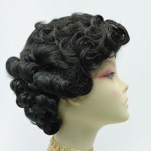 Black Short Curly Synthetic Vintage Fashion Wig [172-837-Maggie-1B]