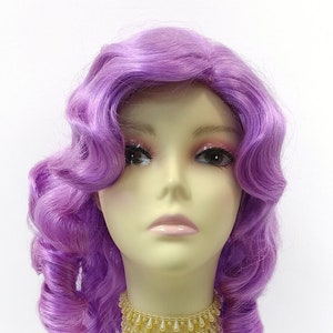 Unisex Purple Curly Colonial Costume Wig. 1700s Style Ringlets Wig. Judge Historical Costume Cosplay Wig 84-434B-Charles-Purple image 2