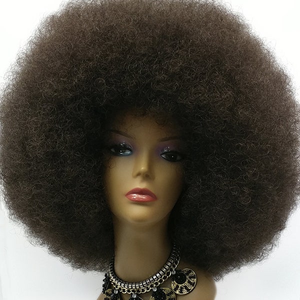 Extra Large Jumbo Dark Brown Afro Synthetic Costume Wig [97-480B-XLAfro-4]