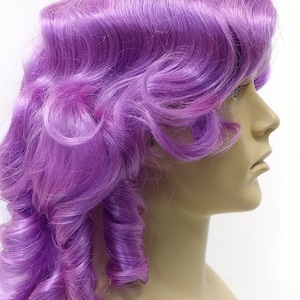 Unisex Purple Curly Colonial Costume Wig. 1700s Style Ringlets Wig. Judge Historical Costume Cosplay Wig 84-434B-Charles-Purple image 4