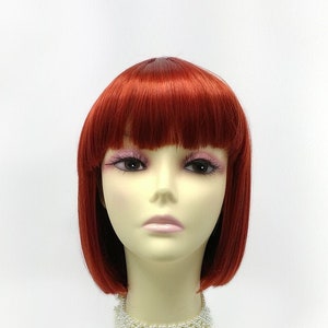 Henna Red Short Bob Wig Straight with Bangs. Page Boy Wig. [08-35-PageBoy-HRed]