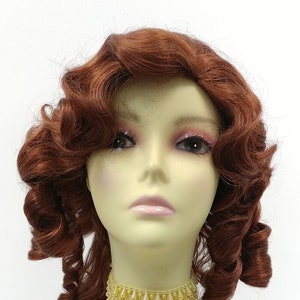 Unisex Bright Auburn Curly Colonial Costume Wig. 1700s Style Ringlets Wig. Judge Historical Costume Cosplay Wig [84-436C-Charles-130]