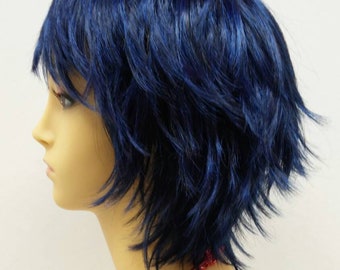 blue layered wig