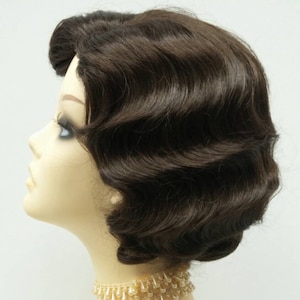 1920's Style Short Dark Brown Finger Wave Wig. Vintage Style Costume Wig. [02-11-Rosie-6]