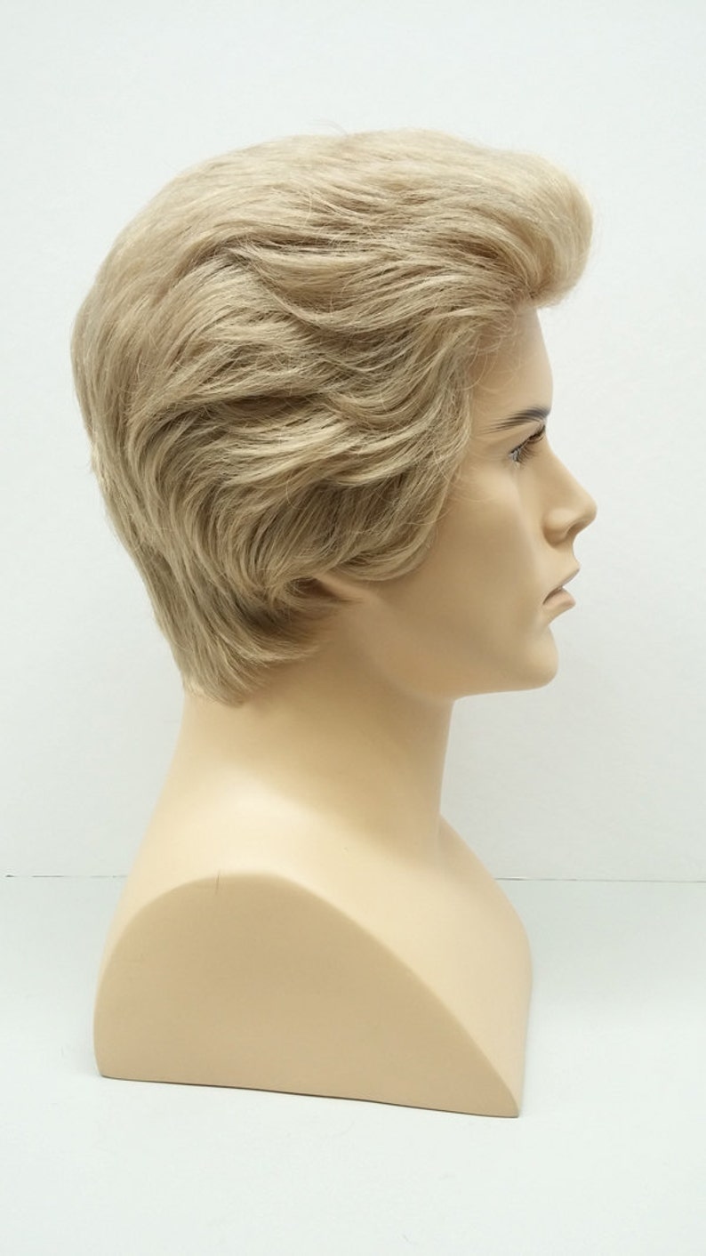 Blonde Short Fluffy Pompadour Style Men's Wig. Synthetic Etsy