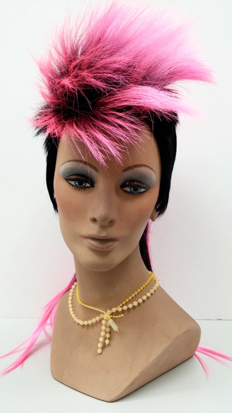 Black and Pink Mohawk Wig. Men's Punk Rock Wig. Costume Etsy