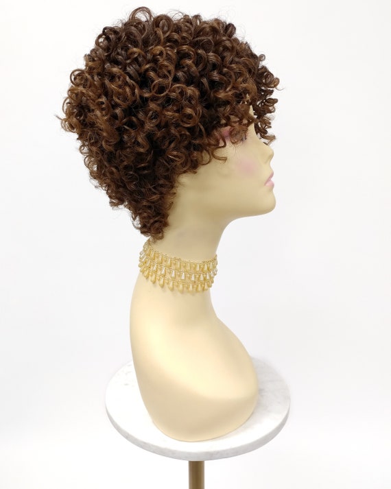 Buy Dark Brown and Dark Copper Short Curly Tapered Wig. Heat  display picture 2