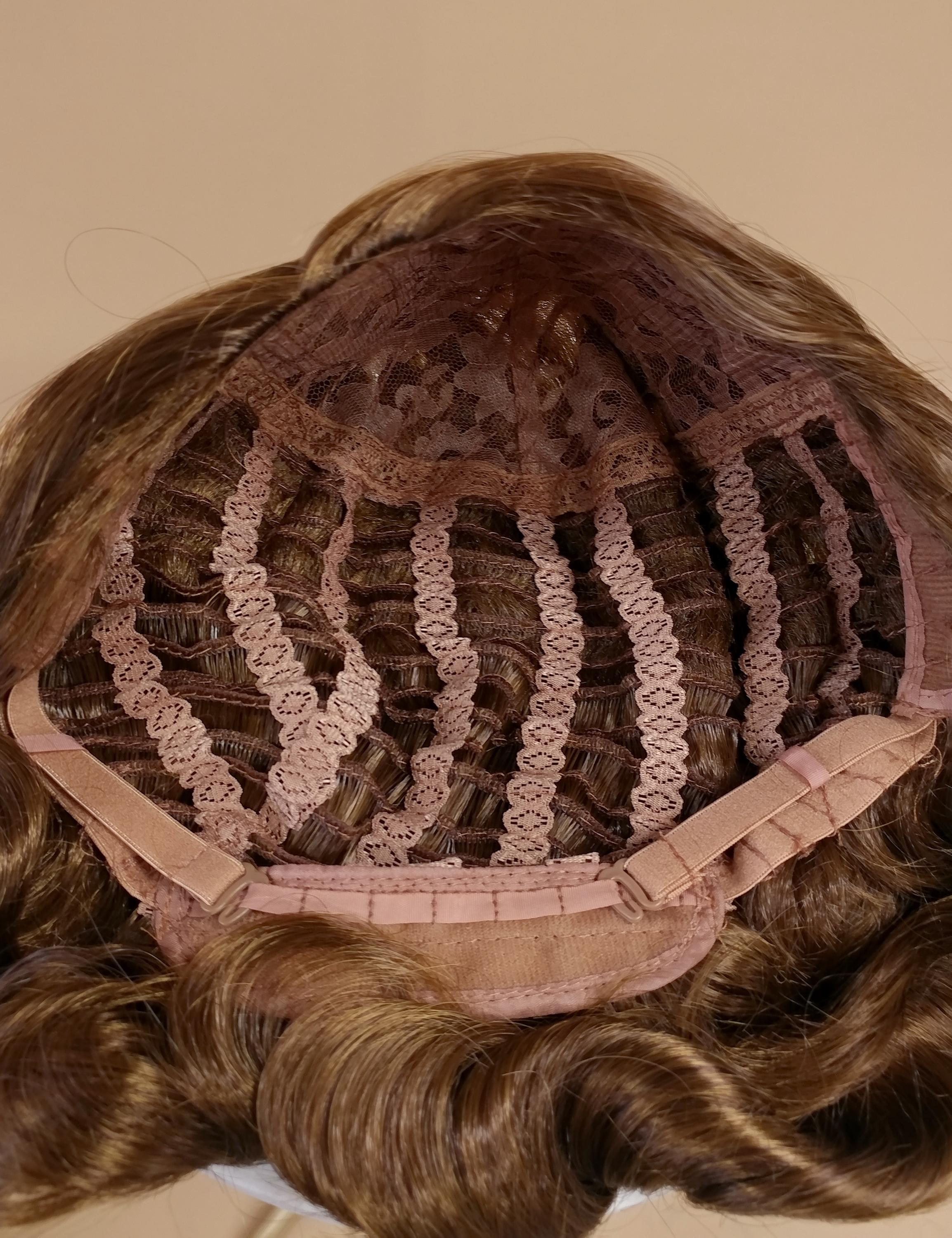 Brown and Copper Mix Finger Wave Costume Wig 1920s Short 