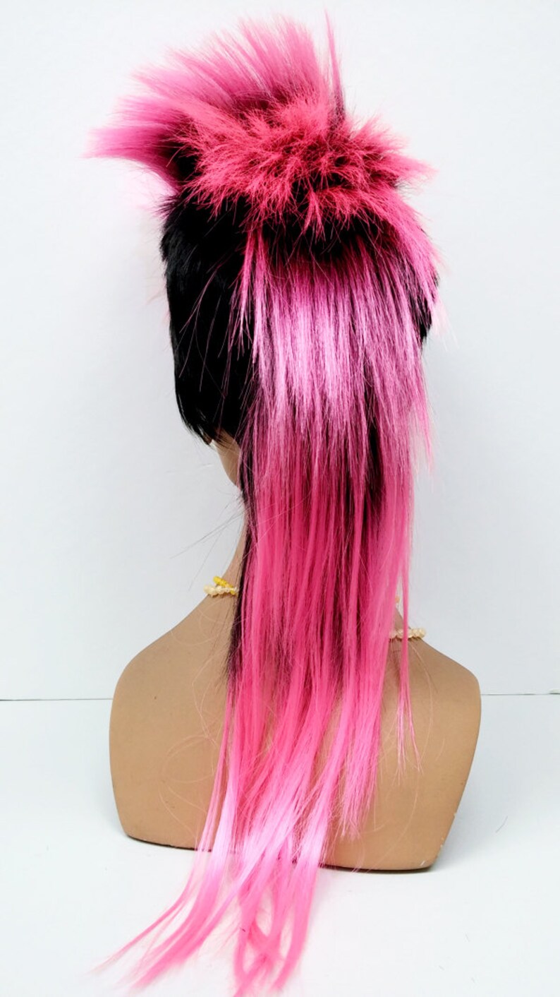 Black and Pink Mohawk Wig. Men's Punk Rock Wig. Costume Etsy
