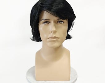 Peluca sintética lisa negra para hombre [PW9246-Black]