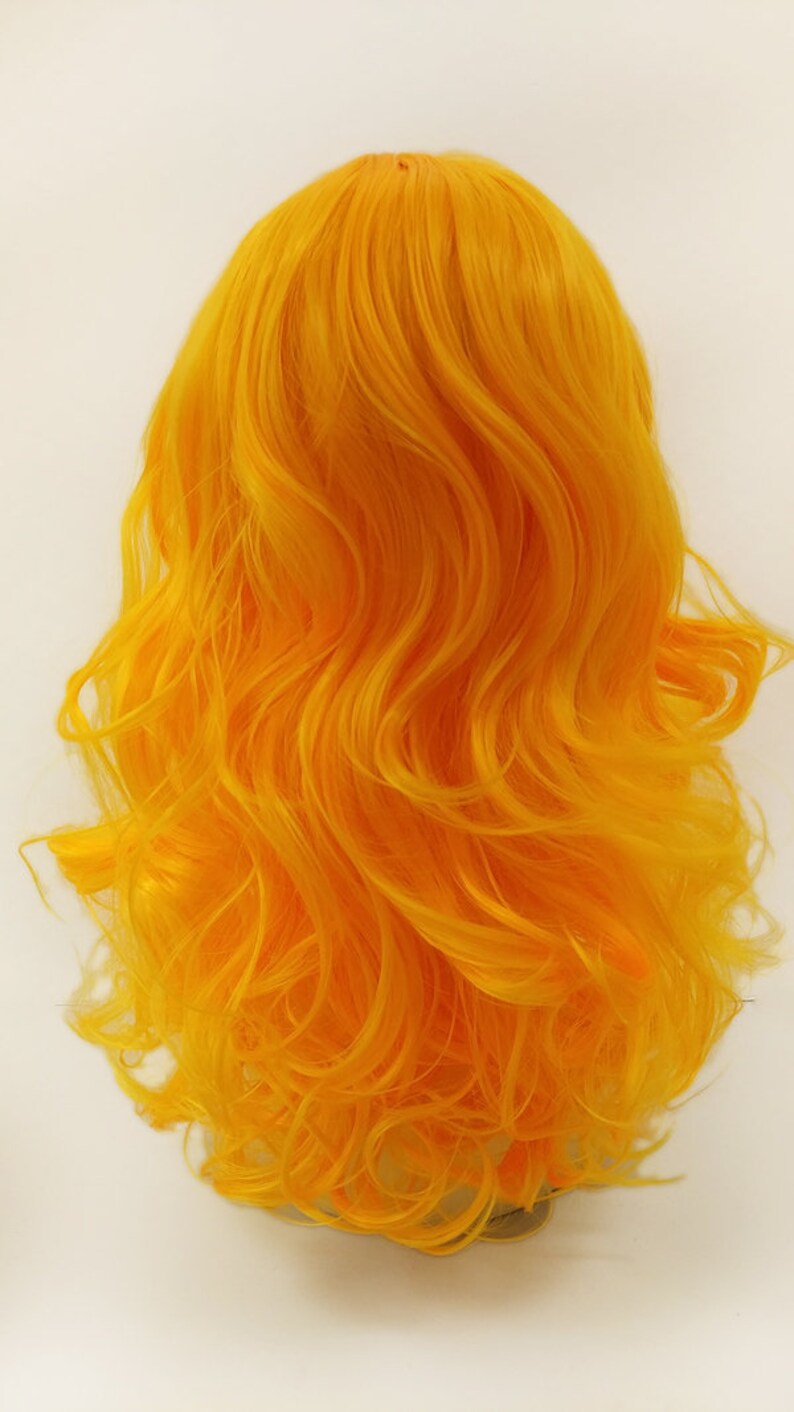 Long 17 Inch Wavy Light Orange Color Wig With Bangs. Anime Etsy UK