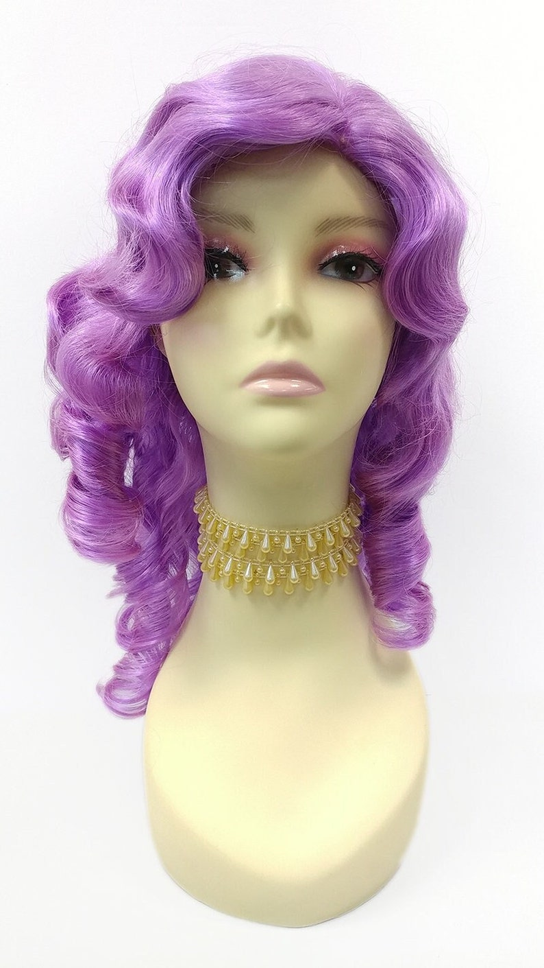 Unisex Purple Curly Colonial Costume Wig. 1700s Style Ringlets Wig. Judge Historical Costume Cosplay Wig 84-434B-Charles-Purple image 2