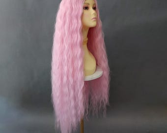 40" Light Pink Extra Long Lace Front Wig Heat Resistant Wavy Middle Part [Isadora-LPink]