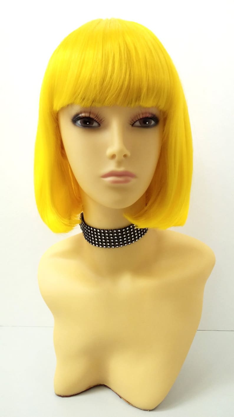 Yellow Short Bob Wig Straight W/ Bangs. Page Boy Wig. Etsy