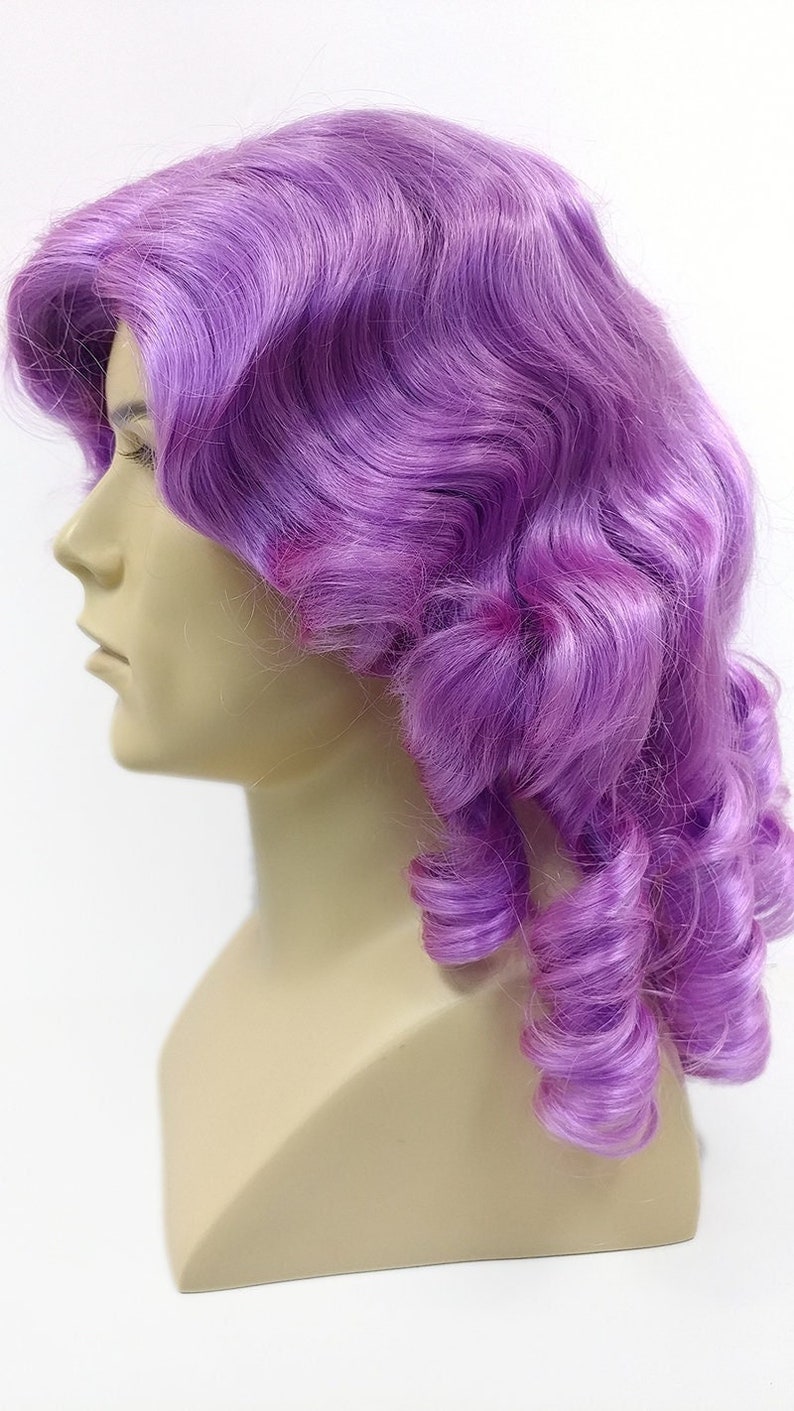 Unisex Purple Curly Colonial Costume Wig. 1700s Style Ringlets Wig. Judge Historical Costume Cosplay Wig 84-434B-Charles-Purple image 1