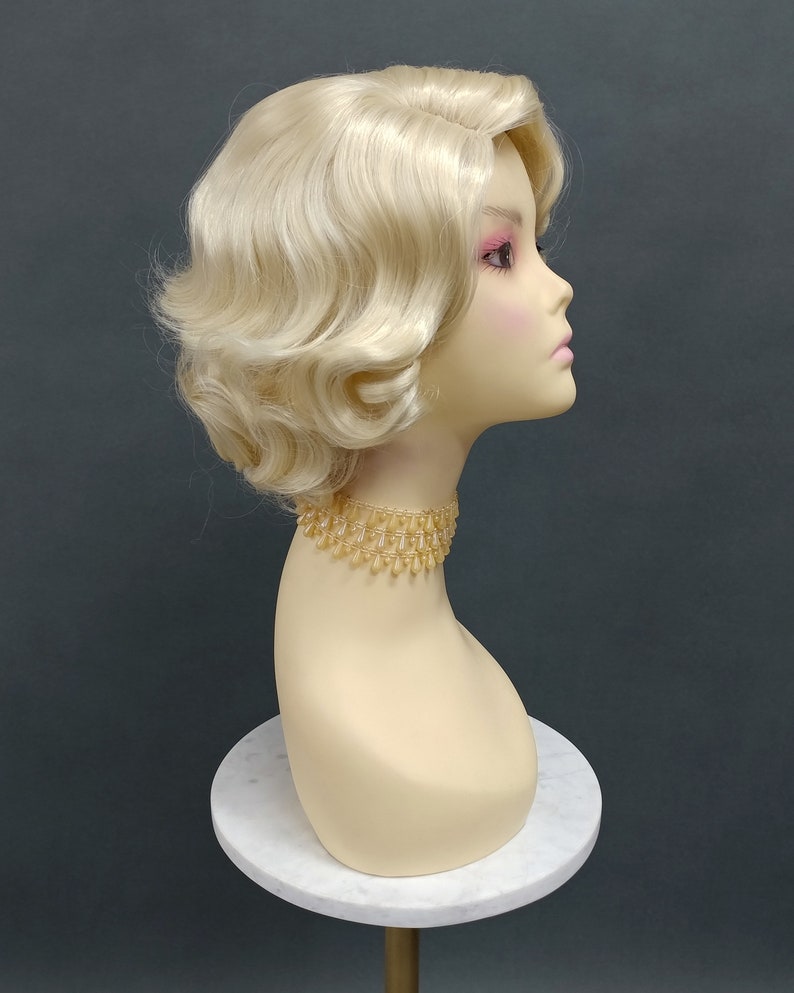 1920's Style Short Blonde Finger Wave Wig. Vintage Style Costume Wig. 02-15-Rosie-613 image 4