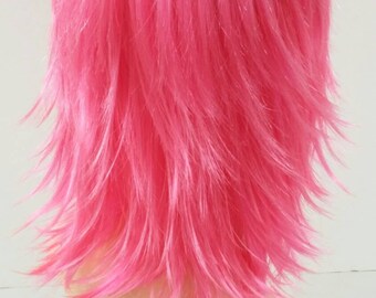 Hot pink layered shag wig 12\