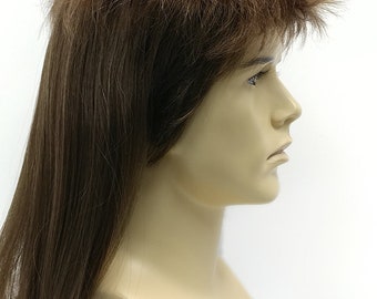 Beweig Perruque hommes marron clair mulet des années 80 perruque mulet hommes longue perruque de cheveux synthétiques Cosplay Halloween Costume Party Beweig Perruque hommes marron clair mulet des années 80 perruque mulet hommes longue perruque de cheveux synthétiques Cosplay Halloween Costume Party