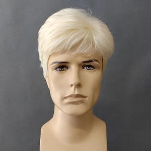 Platinum Blonde Short Straight Synthetic Wig Unisex Tapered Costume Cosplay Fashion Wig [Luca-613A]