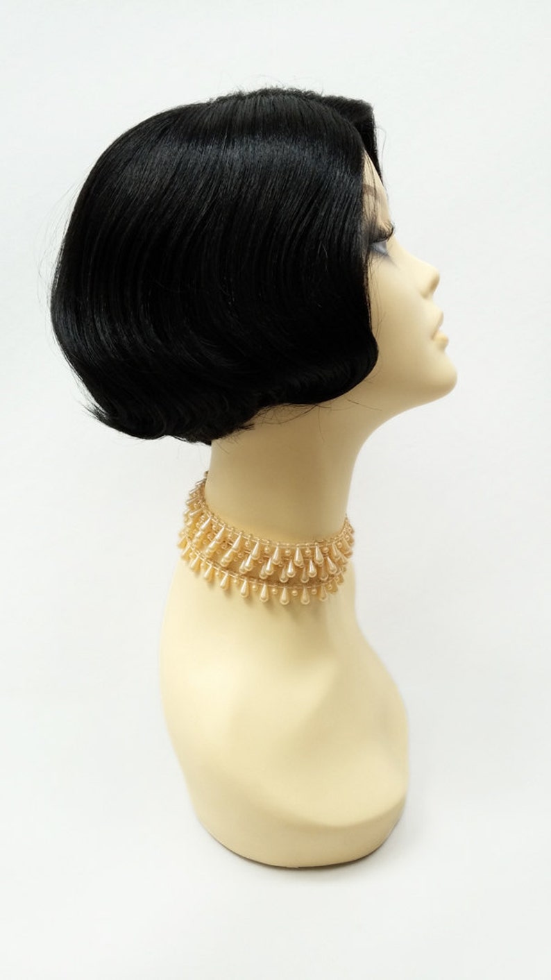 Lace Front Short Black Retro Bob Wig with Side Part. 20s 50s Style Heat Resistant Fashion Wig 110-508-Josie-1 画像 3