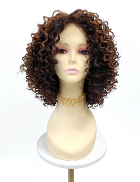 HD Lace Front Dark Brown Highlighted Curly Wig Spiral Curls  display picture 1