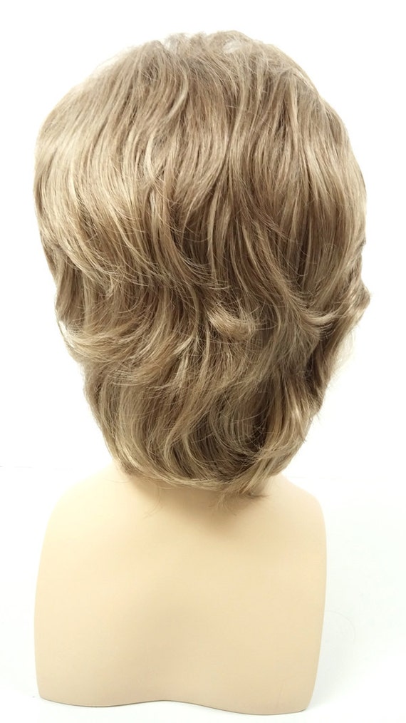 Dark Blonde Unisex Short Wavy Style Wig Synthetic Fashion Etsy