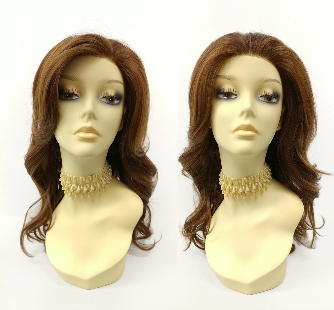 19 Inch Long Wavy Deep Lace Front Dark Auburn With Copper  display picture 1