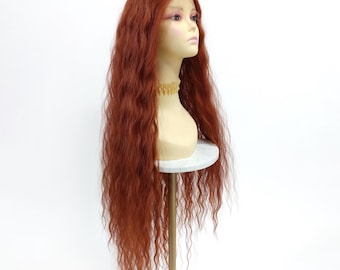 40" Deep Ginger Extra Long Lace Front Wig Heat Resistant Wavy Middle Part [Isadora-Copperleaf]