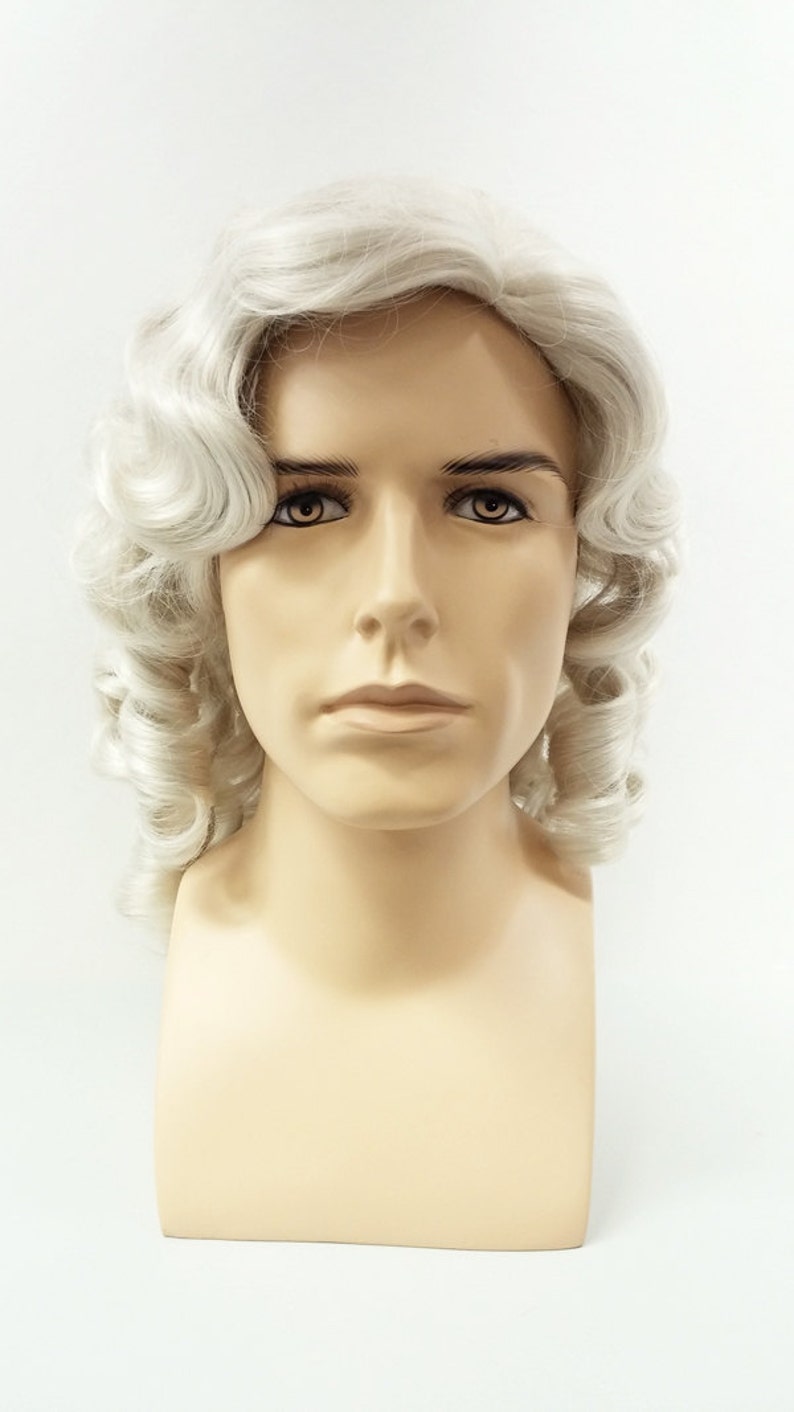 Mens Light Gray Curly Colonial Costume Wig. 1700s Style Etsy