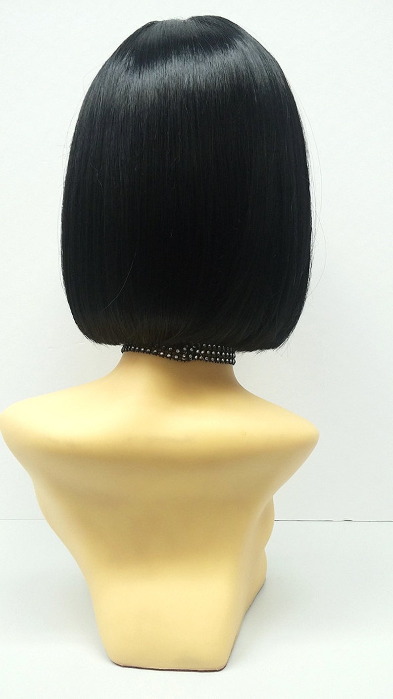Black Short Bob Wig Straight With Bangs. Page Boy Wig. Etsy