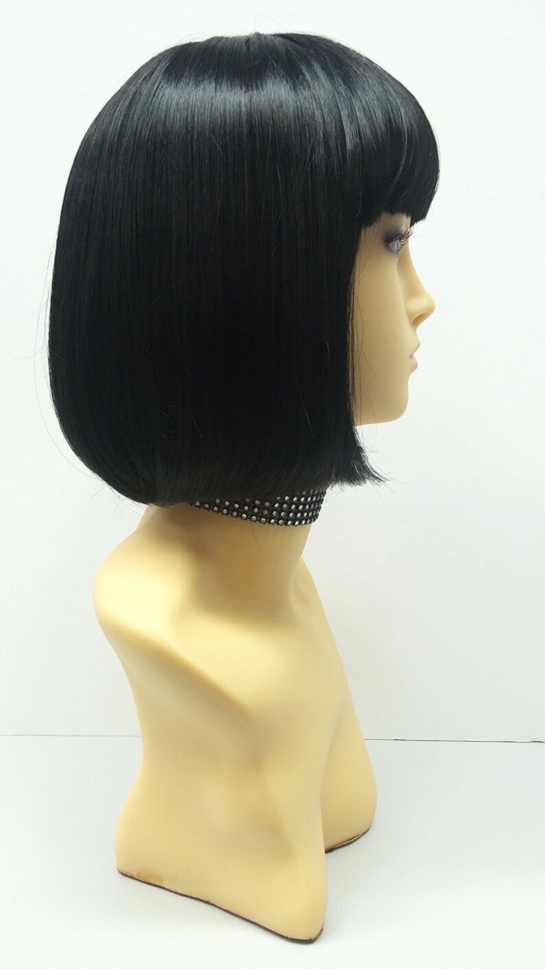 Black Short Bob Wig Straight with Bangs. Page Boy Wig. Etsy