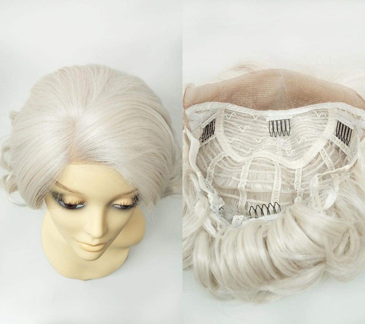 Lace Front Short White Gray Retro Curly Wig. Doris Day Style - Etsy