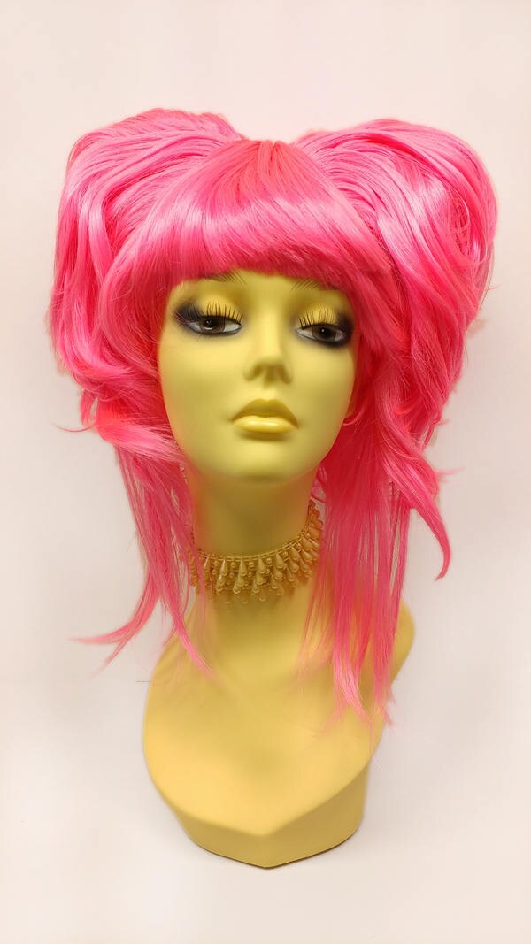 Petite Hot Pink Short Double Pouf Poof Wig. Anime Cosplay  display picture 2