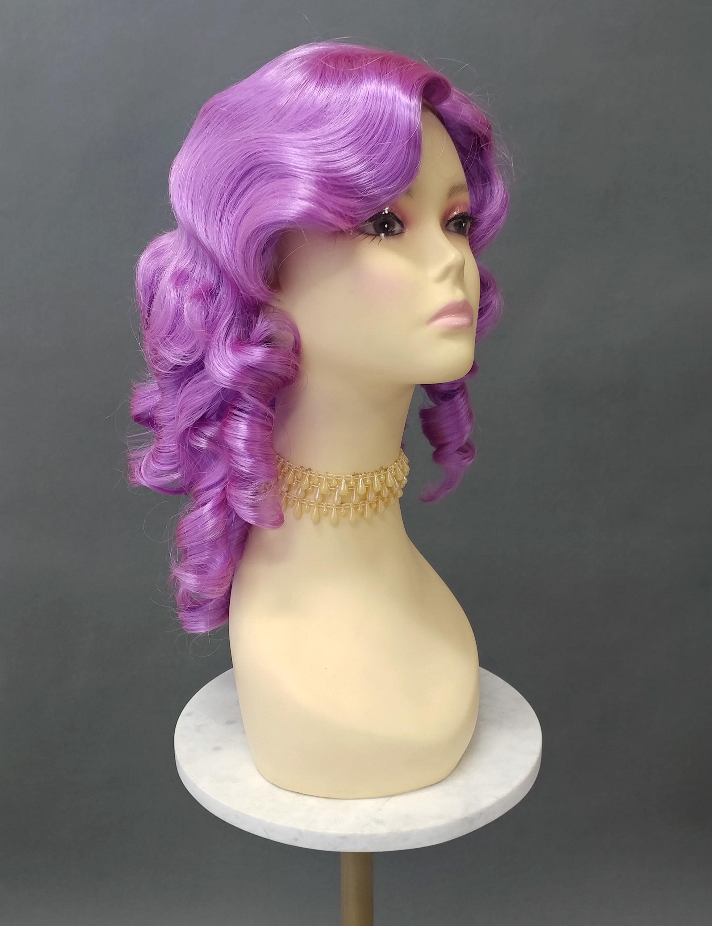 Unisex Purple Curly Colonial Costume Wig. 1700s Style  display picture 1