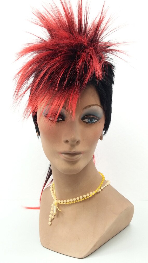 Black and Red Mohawk Wig. Men's Punk Rock Wig. Costume Etsy