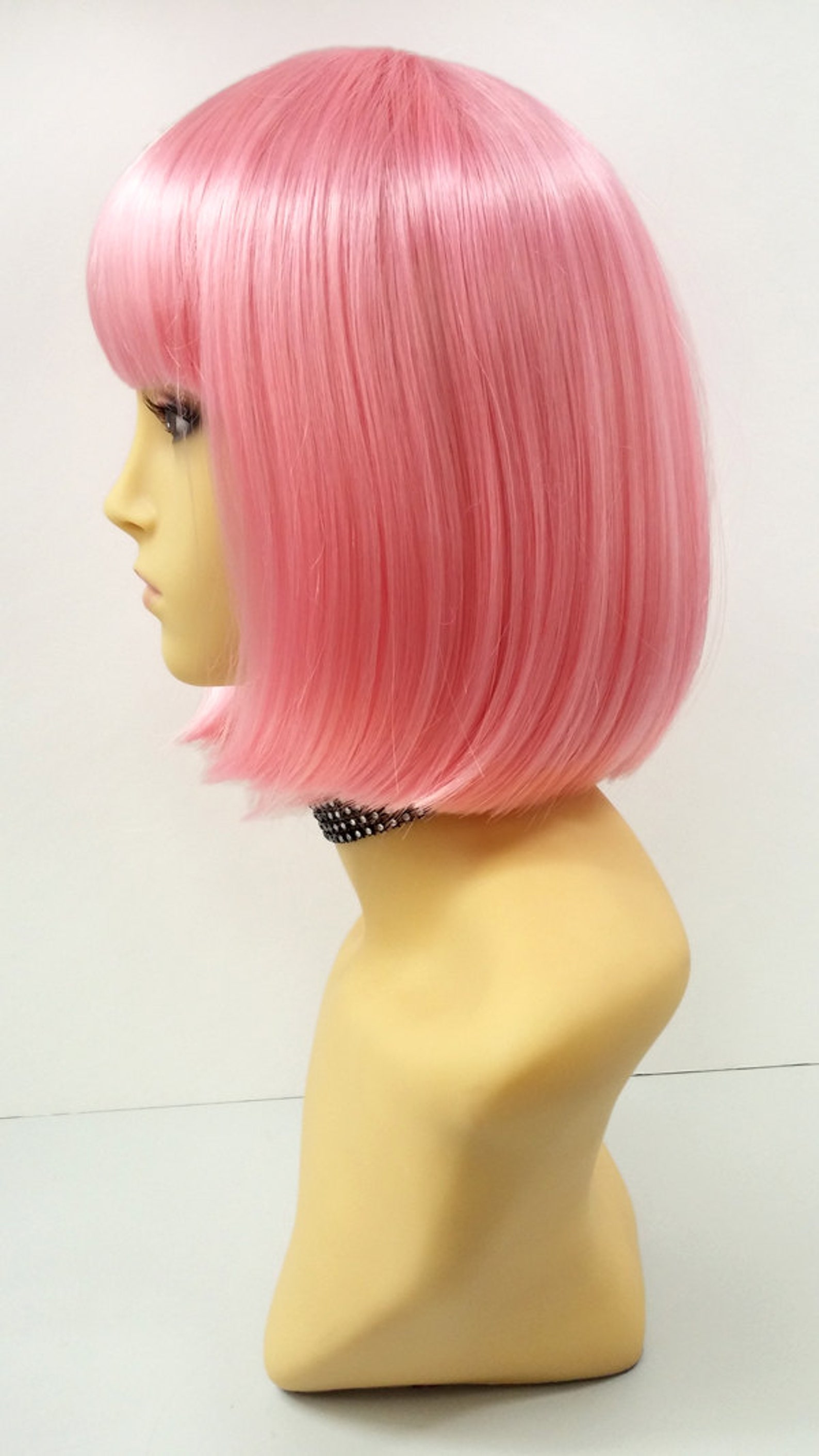 Light Pink Short Bob Wig Straight W/ Bangs. Page Boy Wig. Etsy Canada