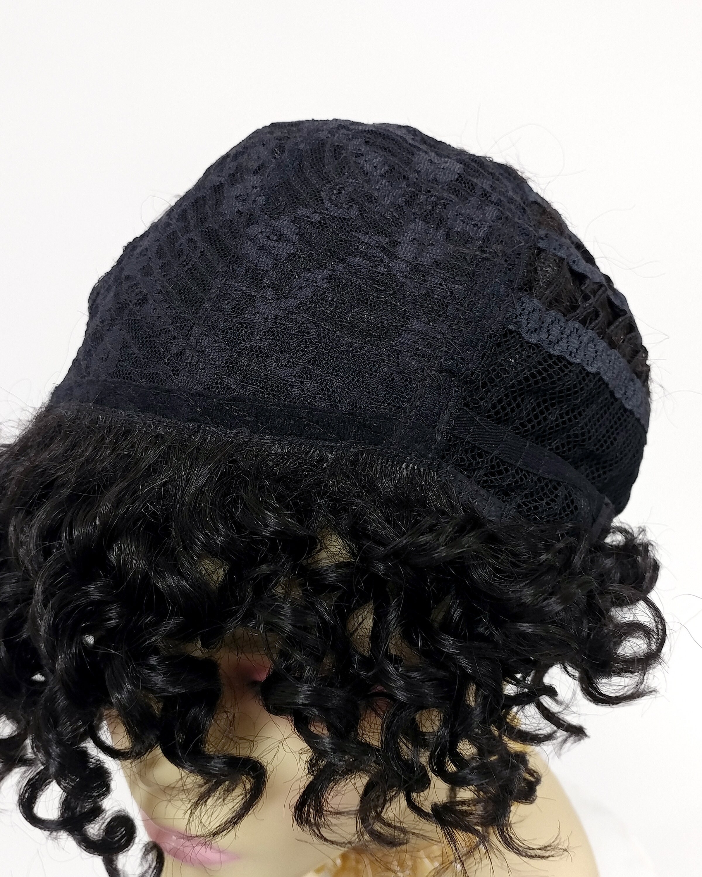 Darkest Brown Short Curly Tapered Wig. Heat Resistant Curls 