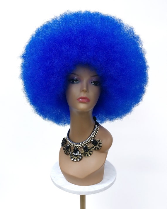 Large Dark Blue Afro Synthetic Costume Wig [lafro-dblue] - Etsy display picture 3
