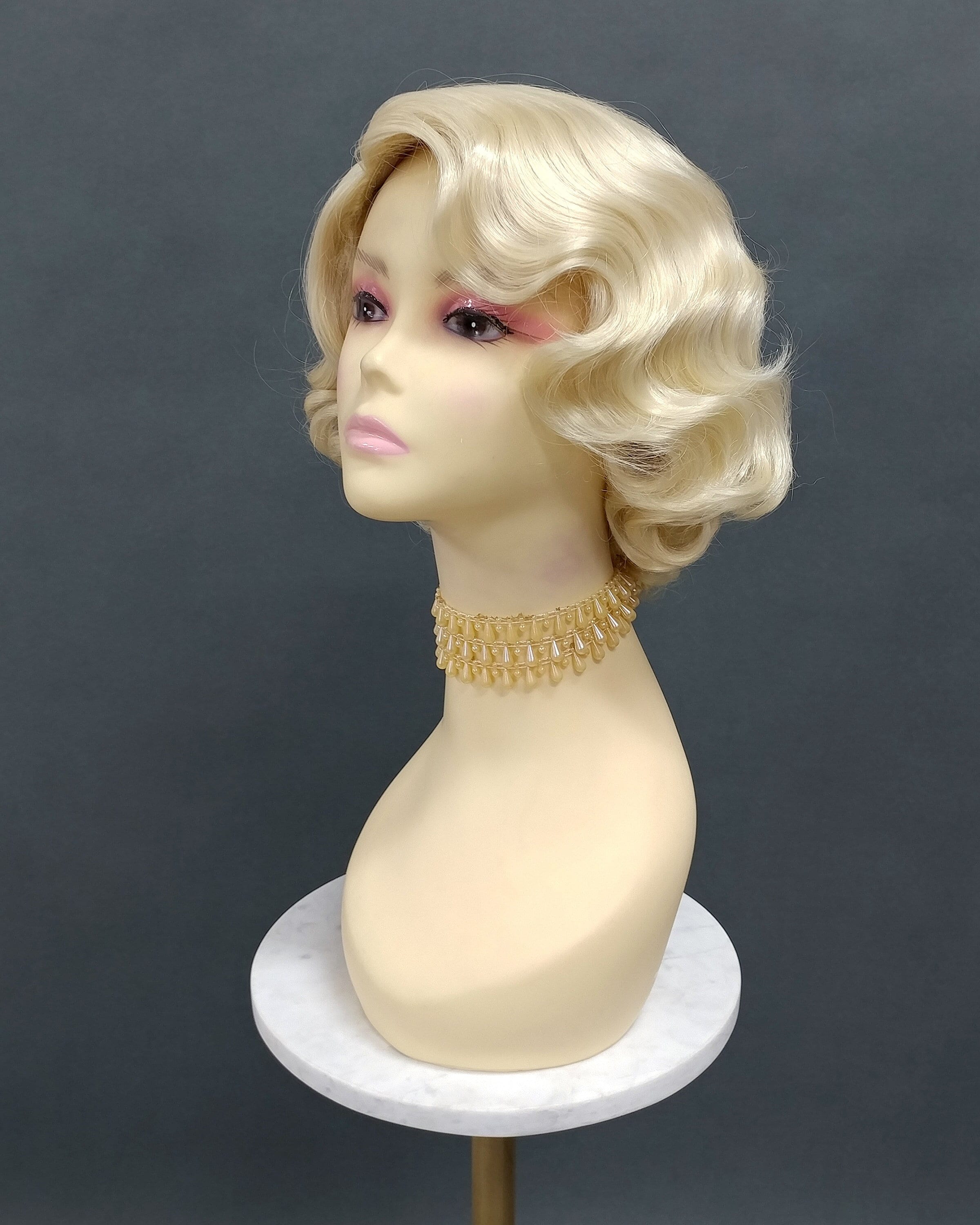Blonde wig sale short bob 1950’s Style 2020 Wig NAMM Short Silvery Blonde Retro Bob Wig with Bangs for Women  main image 4