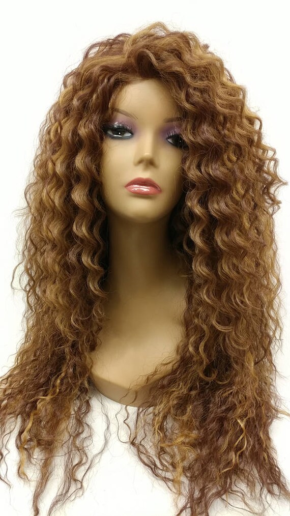 24 Inch Lace Front Strawberry Blonde Dark Auburn Long Curly Etsy