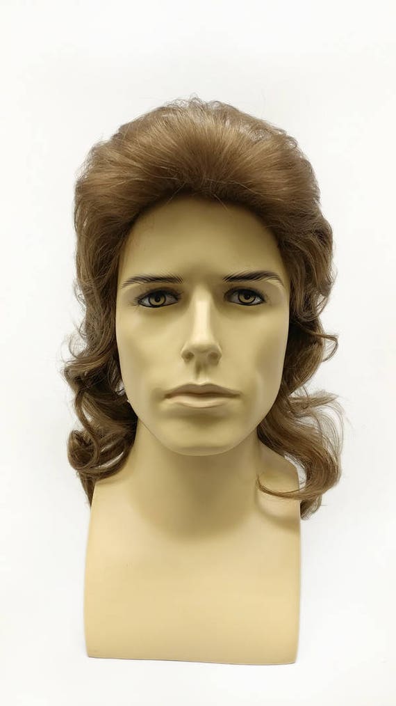 12 Inch Mens Light Brown Wavy Long Wig 80s Style Mullet Etsy