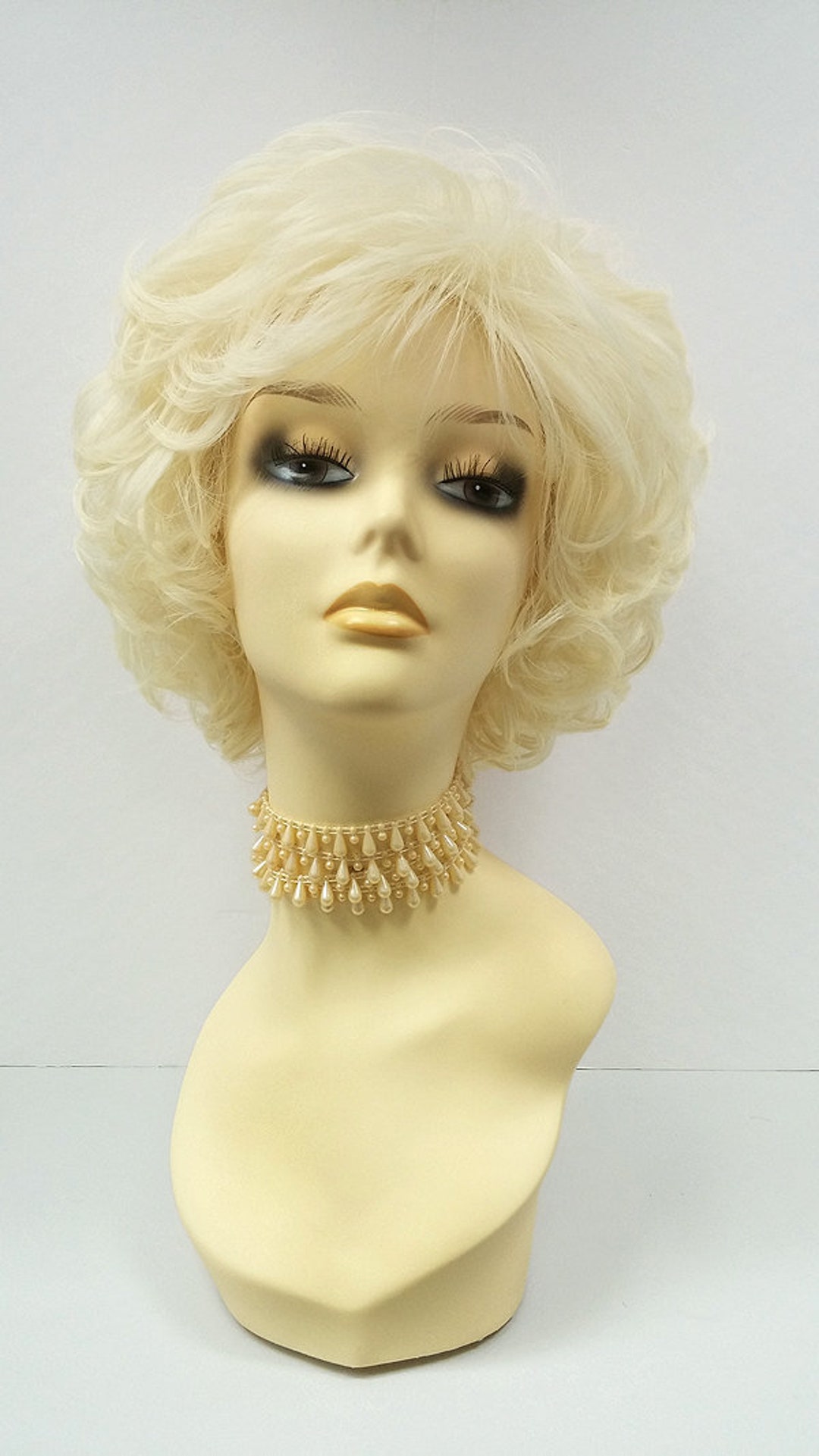 Perruque Courte Femme Blonde Clair Très Clair – Style Juliette, Synthétique, Boucles Libres