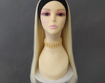 Blonde Headband Wig Long Straight Heat Resistant Synthetic Wig 26 Inch [HBJessica-613]
