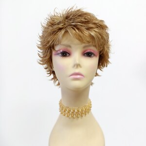 Honey Blonde Mix with Highlights Synthetic Short Pixie Shag Flip Wig [Halle-27C/H24]